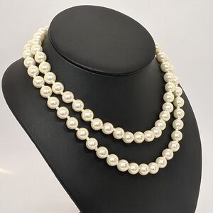 ERWIN PEARL Signed 10mm Double Strand Necklace • Gold Clasp • Jackie O Style